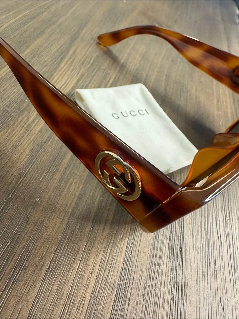Gucci Women’s Tortoiseshell Brown Sunglasses with Gold GG Accent